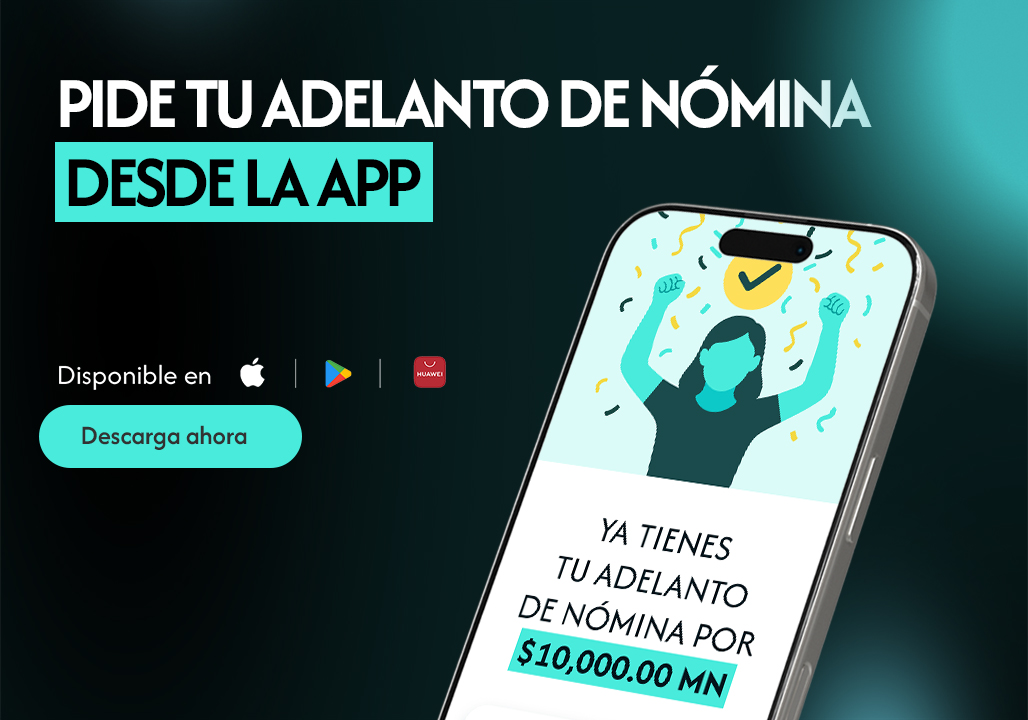 Texto pide tu adelanto de nómina desde la app, aplicación, celular, ingreso, urgencia, inmediato